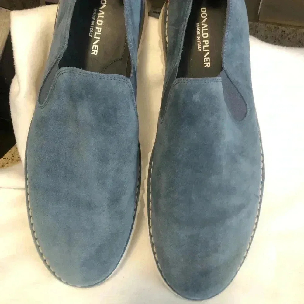 Donald J. Pliner Men's Light Blue Suede Slip-On Boat Shoes